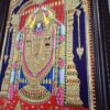 Balaji Tanjore Painting with Teakwood Framed 28x22 Inch 22K Gold Shiny Crystal Rhinestones Pooja Room Gift Size Ready to ship