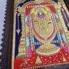 Balaji Tanjore Painting with Teakwood Framed 28x22 Inch 22K Gold Shiny Crystal Rhinestones Pooja Room Gift Size Ready to ship