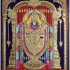 Balaji Tanjore Painting with Teakwood Framed 28x22 Inch 22K Gold Shiny Crystal Rhinestones Pooja Room Gift Size Ready to ship