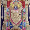 Balaji Tanjore Painting with Teakwood Framed 28x22 Inch 22K Gold Shiny Crystal Rhinestones Pooja Room Gift Size Ready to ship