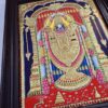 Balaji Tanjore Painting with Teakwood Framed 28x22 Inch 22K Gold Shiny Crystal Rhinestones Pooja Room Gift Size Ready to ship