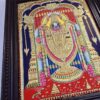 Balaji Tanjore Painting with Teakwood Framed 28x22 Inch 22K Gold Shiny Crystal Rhinestones Pooja Room Gift Size Ready to ship