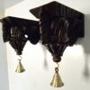 Wooden Wall Bracket Bodhil Small with Brass Bells Vintage Style Corbels Entrance Wall Décor Solid Wood  Handmade 2 Pcs Ready to Ship Global Shipping