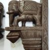 Wooden Elephant Wall Corbel Pair Brown Matte Finish Brass Bells Wall Bracket 2 Pcs Door Entrance Wall Décor Wall Hanging Ready to Ship