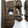 Wooden Elephant Wall Corbel Pair Brown Matte Finish Brass Bells Wall Bracket 2 Pcs Door Entrance Wall Décor Wall Hanging Ready to Ship