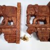 Wooden Elephant Wall Bracket Pair