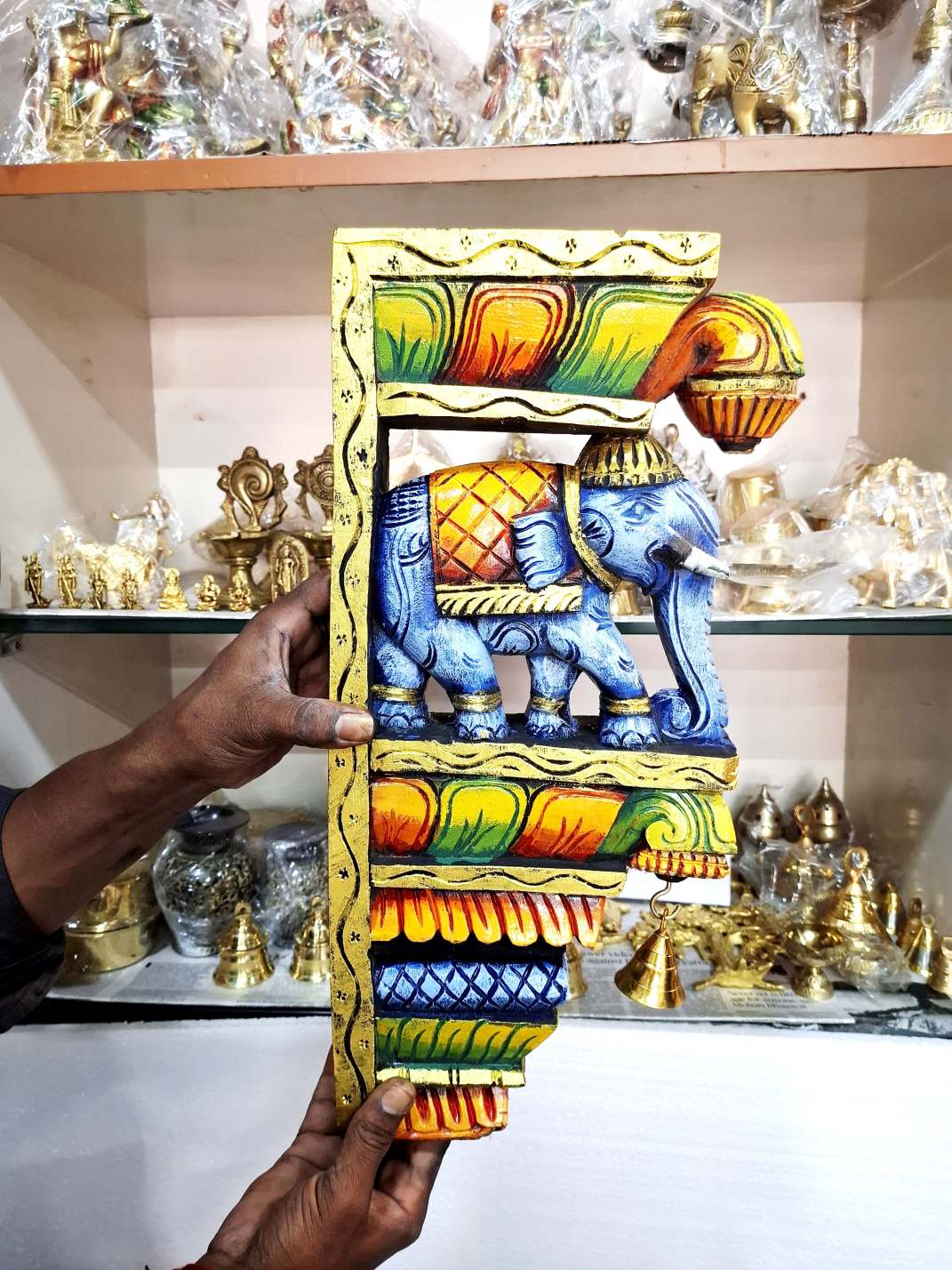 wooden elephant wall corbel pair