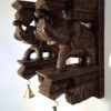 Wooden Elephant Corbel Pair Antique Finish Brass Bells Elephant Wall Bracket 2 Pcs Door Entrance Wall Décor Wall Hanging Ready to Ship