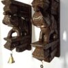 Wooden Elephant Corbel Pair Antique Finish Brass Bells Elephant Wall Bracket 2 Pcs Door Entrance Wall Décor Wall Hanging Ready to Ship