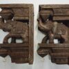 Wooden Elephant Corbel Pair Antique Finish Brass Bells Elephant Wall Bracket 2 Pcs Door Entrance Wall Décor Wall Hanging Ready to Ship