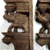 Wooden Elephant Corbel Pair Antique Finish Brass Bells Elephant Wall Bracket 2 Pcs Door Entrance Wall Décor Wall Hanging Ready to Ship