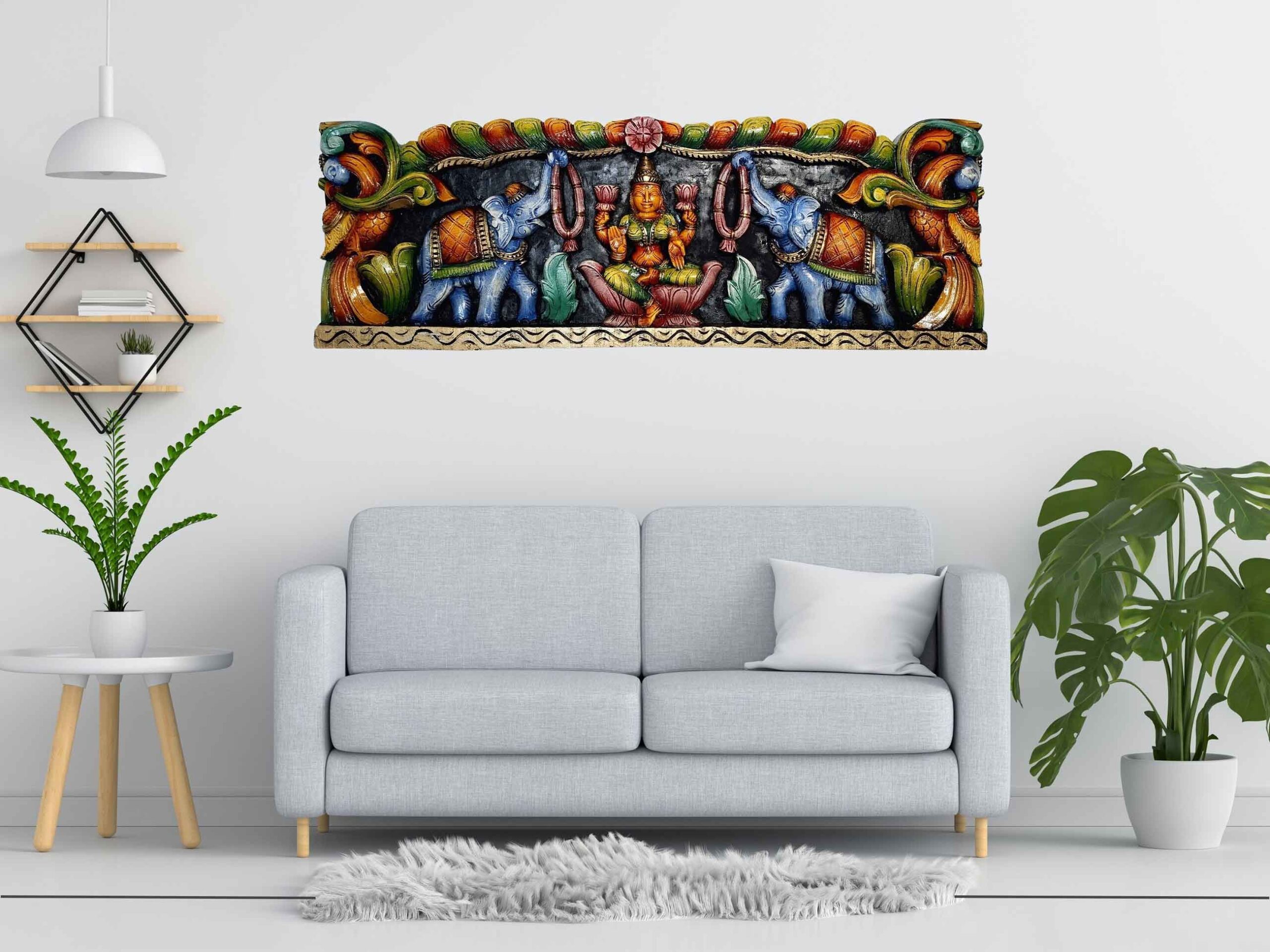 Wooden Gajalakshmi Wall Panel