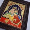 Radha Krishna Tanjore Painting with Teakwood Framed 18" x 15" Pooja Room Décor 22K Gold Foils Indian Artwork Gift Size Ready to Ship