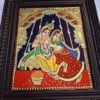 Radha Krishna Tanjore Painting with Teakwood Framed 18" x 15" Pooja Room Décor 22K Gold Foils Indian Artwork Gift Size Ready to Ship