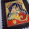 Radha Krishna Tanjore Painting with Teakwood Framed 18" x 15" Pooja Room Décor 22K Gold Foils Indian Artwork Gift Size Ready to Ship