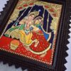 Radha Krishna Tanjore Painting with Teakwood Framed 18" x 15" Pooja Room Décor 22K Gold Foils Indian Artwork Gift Size Ready to Ship