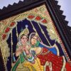 Radha Krishna Tanjore Painting with Teakwood Framed 18" x 15" Pooja Room Décor 22K Gold Foils Indian Artwork Gift Size Ready to Ship