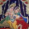 Radha Krishna Tanjore Painting with Teakwood Framed 18" x 15" Pooja Room Décor 22K Gold Foils Indian Artwork Gift Size Ready to Ship