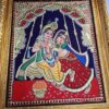 Radha Krishna Tanjore Painting with Teakwood Framed 18" x 15" Pooja Room Décor 22K Gold Foils Indian Artwork Gift Size Ready to Ship