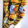 Handcrafted wooden Annam swan corbel pair with brass bells in vibrant colors, ideal for door entrance wall décor or traditional wall hanging