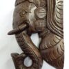 Wooden Elephant Head Big Corbel with Quality Brass Bell Wooden Wall Hanging Indian Wood Carving Home Decor Vintage Style Ready to Ship