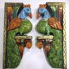 Wooden Wall Bracket Peacock 18 inch Pair Brass Bells Bird Pair Corbel Multi-Color Door Entrance Wall Décor Wall Hanging Corbel 2 pc Ready to Ship