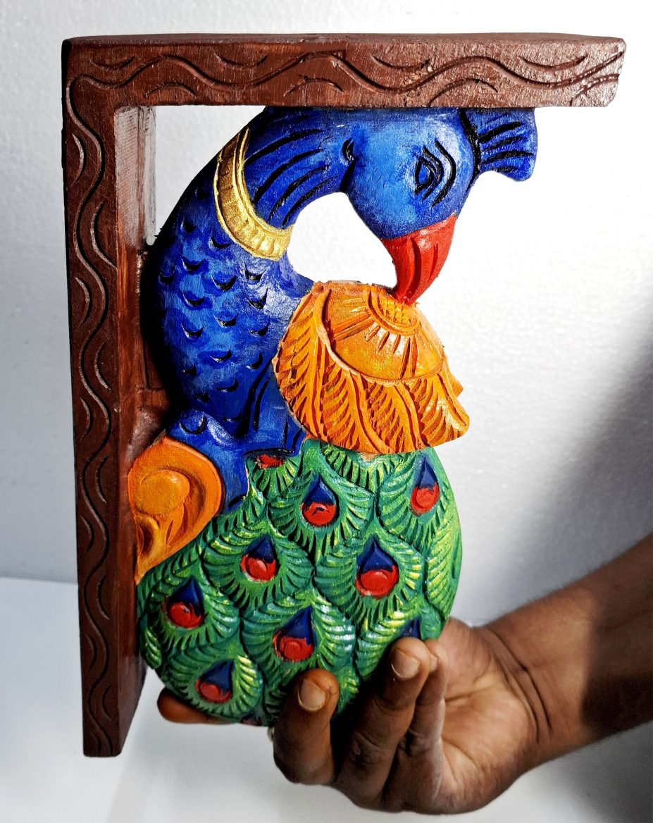 peacock wall corbel pair