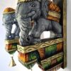 Wooden Elephant Wall Corbel Pair Color Finish Brass Bells Wall Bracket 2 Pcs Door Entrance Wall Décor Wall Hanging Ready to Ship