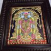 Balaji Tanjore Painting with Frame 15x13 inches 22K Gold Foil Teakwood Frame Shiny Crystal Rhinestones Pooja Room Gift Size Ready to ship