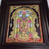 Balaji Tanjore Painting with Frame 15x13 inches 22K Gold Foil Teakwood Frame Shiny Crystal Rhinestones Pooja Room Gift Size Ready to ship