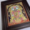 Balaji Tanjore Painting with Frame 15x13 inches 22K Gold Foil Teakwood Frame Shiny Crystal Rhinestones Pooja Room Gift Size Ready to ship