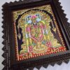 Balaji Tanjore Painting with Frame 15x13 inches 22K Gold Foil Teakwood Frame Shiny Crystal Rhinestones Pooja Room Gift Size Ready to ship