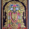 Balaji Tanjore Painting with Frame 15x13 inches 22K Gold Foil Teakwood Frame Shiny Crystal Rhinestones Pooja Room Gift Size Ready to ship