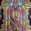 Balaji Tanjore Painting with Frame 15x13 inches 22K Gold Foil Teakwood Frame Shiny Crystal Rhinestones Pooja Room Gift Size Ready to ship