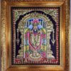 Balaji Tanjore Painting with Frame 15x13 inches 22K Gold Foil Teakwood Frame Shiny Crystal Rhinestones Pooja Room Gift Size Ready to ship