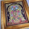 Balaji Tanjore Painting with Frame 15x13 inches 22K Gold Foil Teakwood Frame Shiny Crystal Rhinestones Pooja Room Gift Size Ready to ship