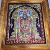 Balaji Tanjore Painting with Frame 15x13 inches 22K Gold Foil Teakwood Frame Shiny Crystal Rhinestones Pooja Room Gift Size Ready to ship