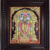 Balaji Tanjore Painting with Frame 15x13 inches 22K Gold Foil Teakwood Frame Shiny Crystal Rhinestones Pooja Room Gift Size Ready to ship