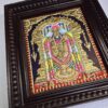 Balaji Tanjore Painting with Frame 15x13 inches 22K Gold Foil Teakwood Frame Shiny Crystal Rhinestones Pooja Room Gift Size Ready to ship