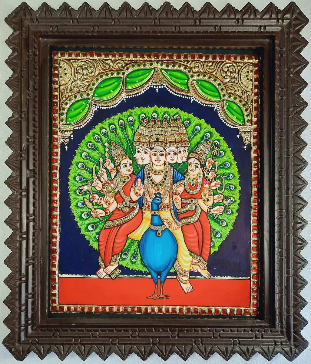 Murugan Valli Devani Tanjore Painting