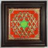 10x10 inch Shree Chakra Tanjore Painting with 22K gold foil and teakwood frame – Indian spiritual artwork for home or gifting.