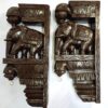 Elephant Wall Bracket Pair 18 Inches Antique Finish South Indian Wood Carving Handmade Main door wall hanging lot of 2 pcs Ready to Ship