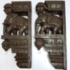 Elephant Wall Bracket Pair 18 Inches Antique Look Brown Finish South Indian Wood Carving Handmade Main door wall hanging lot of 2 pcs Ready to Ship