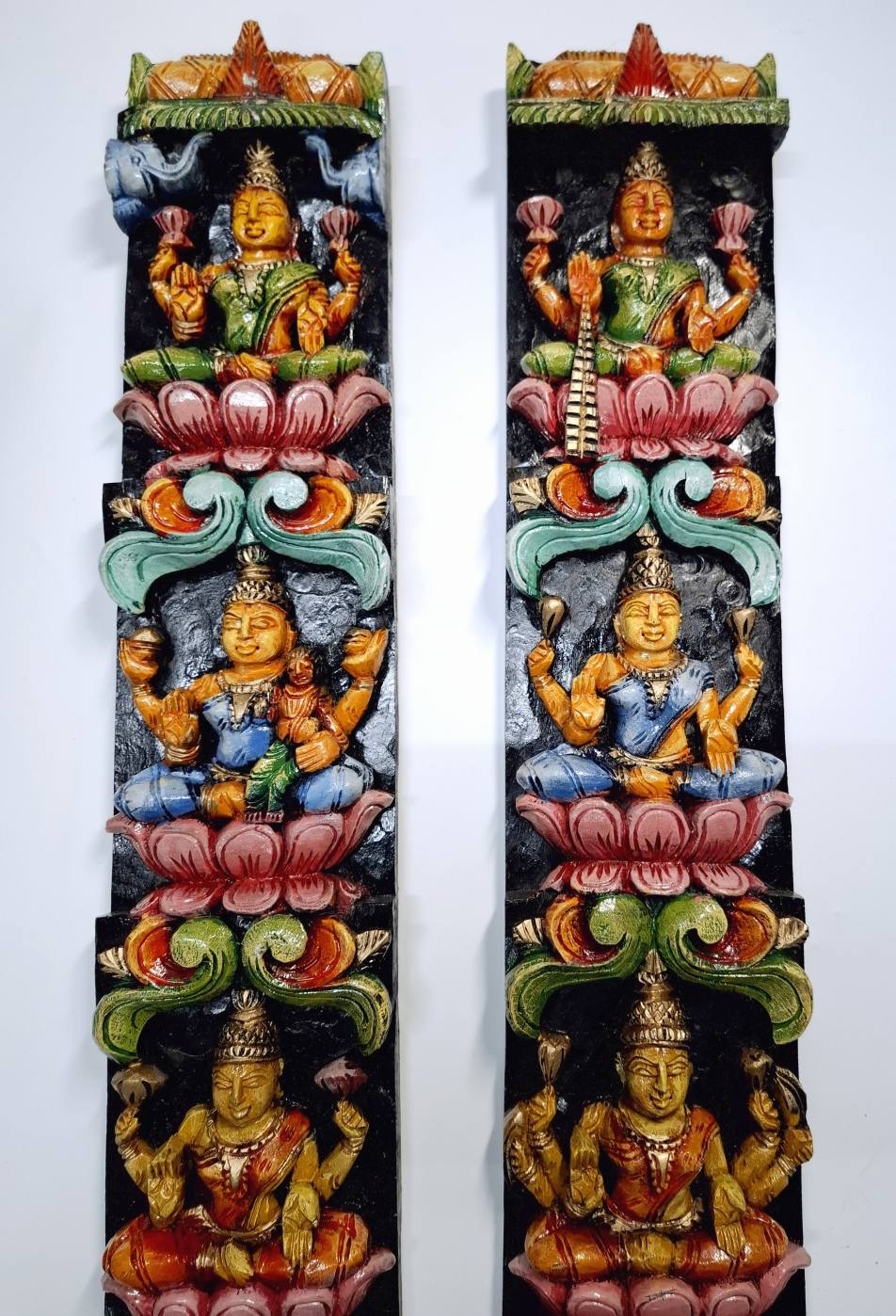 Ashta Lakshmi Wooden Wall Panel