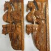 Antique Style Wood Carving - Wooden Peacock Wall Bracket with Brass Bells - 2 Pcs for Home Décor, Ready to ship