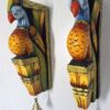 Handmade Wooden Peacock Wall Bracket Pair Multicolor Finish Brass Bells Wall Corbel 2 Pcs Door Entrance Peacock Wall Décor Wall Hanging Ready to Ship