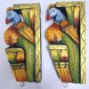 Handmade Wooden Peacock Wall Bracket Pair Multicolor Finish Brass Bells Wall Corbel 2 Pcs Door Entrance Peacock Wall Décor Wall Hanging Ready to Ship