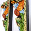 Wooden Wall Bracket Peacock 18 inches Pair Brass Bells Bird Pair Corbel Multi-Color Door Entrance Wall Décor Wall Hanging 2 pc Ready to Ship