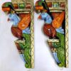 Wooden Wall Bracket Peacock 18 inches Pair Brass Bells Bird Pair Corbel Multi-Color Door Entrance Wall Décor Wall Hanging 2 pc Ready to Ship