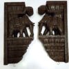 Elephant Wall Bracket Pair 18 Inches Antique Finish South Indian Wood Carving Handmade Main door wall hanging lot of 2 pcs Ready to Ship